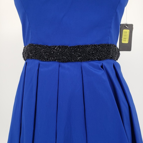 Guess Strapless Fit & Flare Dress 2 Embellished Beaded Lace Trim Sweetheart Blue - Picture 5 of 10
